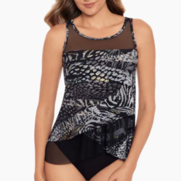 NWT Miraclesuit Lux Lynx Mirage Tankini Top Size 16 - Picture 3 of 13